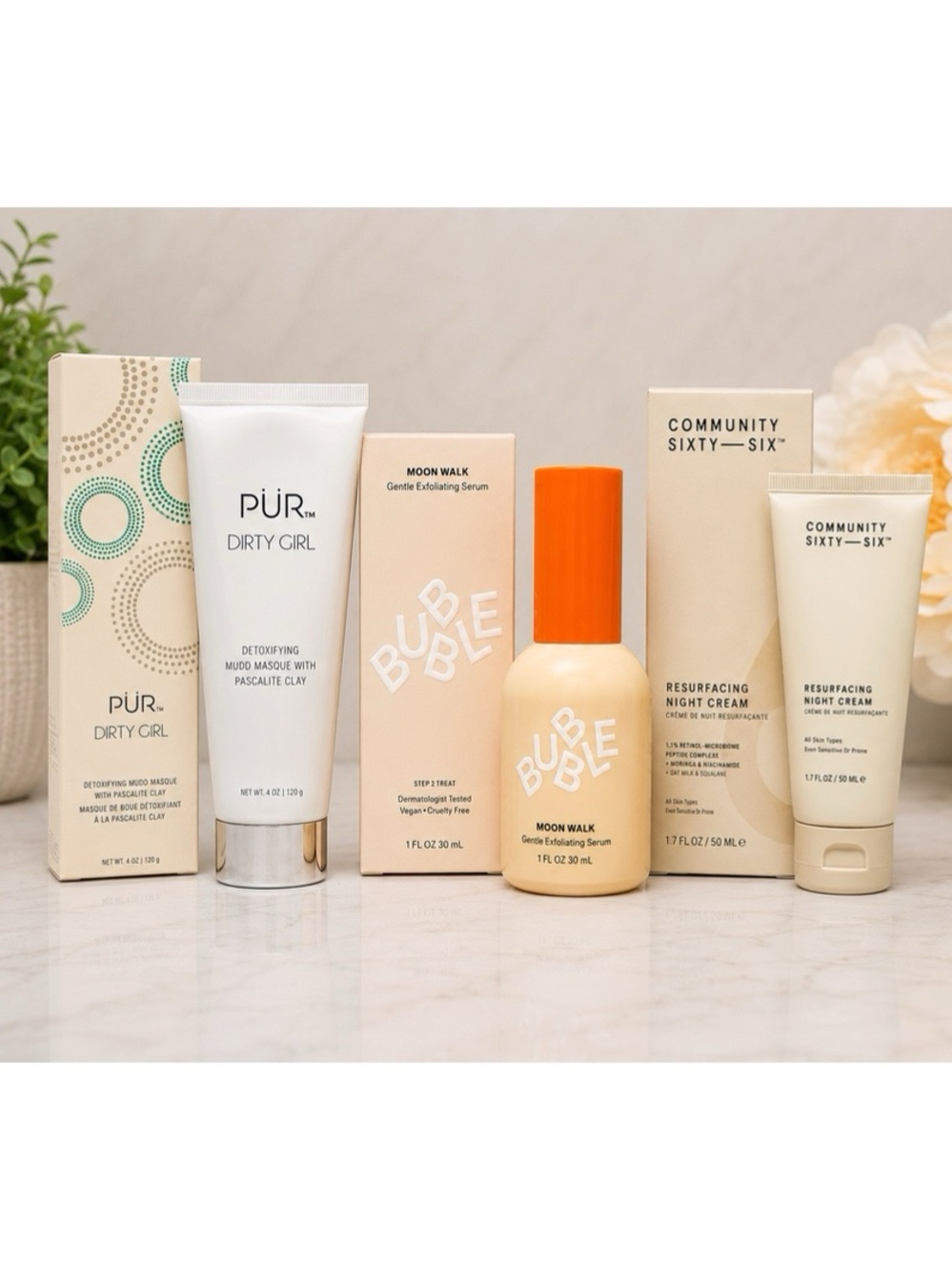 Skincare Bundle | PÜR, Bubble & Community Sixty-Six | 3 Full Size Products
